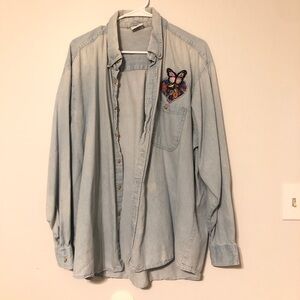 Vintage Denim Button-Up Oversized Top